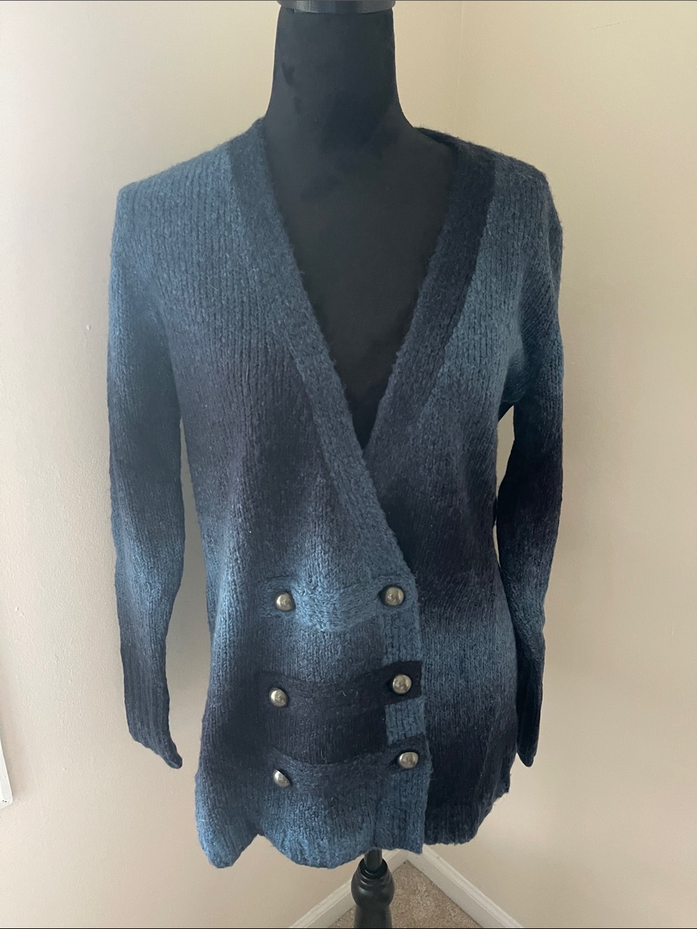 Rubbish Ombre Navy to Slate Blue Knit Sweater